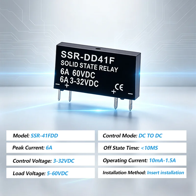 Slim Relay SSR-41FDA SSR-41FDD Solid State Relay 6a Din Rail Relay DC Control AC DC Control DC