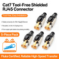 Cat7 Tool‑Free RJ45 Connector Shielded Reusable Field Termination Zinc‑Alloy No Crimp for CAT7 CAT6A STP Network Cabling Project