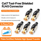 Cat7 Tool‑Free RJ45 Connector Shielded Reusable Field Termination Zinc‑Alloy No Crimp for CAT7 CAT6A STP Network Cabling Project