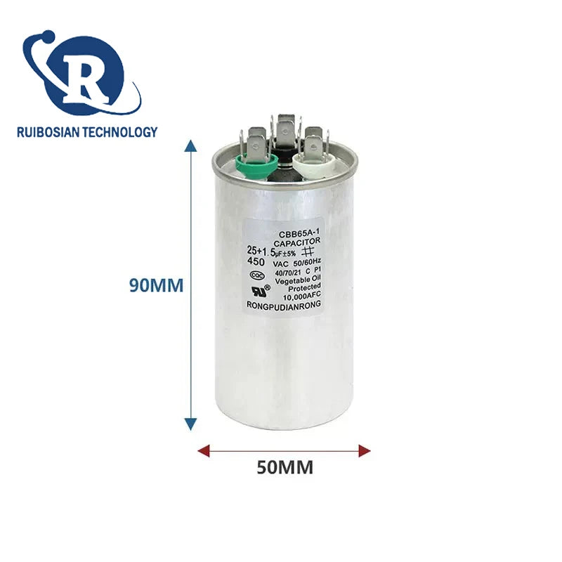 CBB65A-1 LG1P 1.5P air conditioning capacitor 25+1.5UF 25+2UF 30+3UF 35+2.5UF air conditioning compressor capacitor