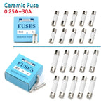 5x20 6x30 Mm 250V 0.25A -30A AMP Fast Blow Tube Ceramic Fuse