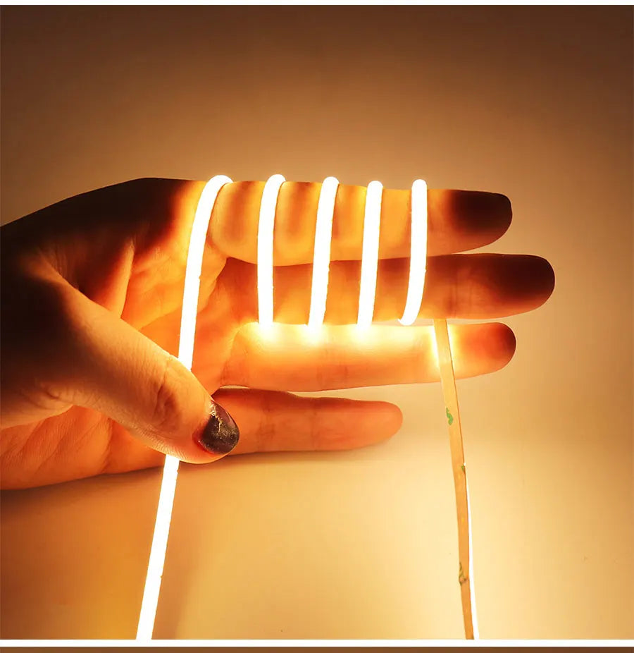 FOB COB LED Strip Lights 3mm 5mm 8mm 10mm 12V 24V Flexible Dimmable LED Tape Easy Install Cuttable 3000K 4000K 6000K LED Tape