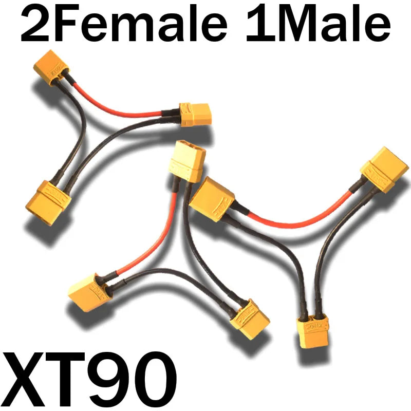 XT90 Connector Male to Female Battery Adapter Series Y Shape Rc Helicopter Connection Cable 14AWG 10CM Heat-Resistant Silicone 