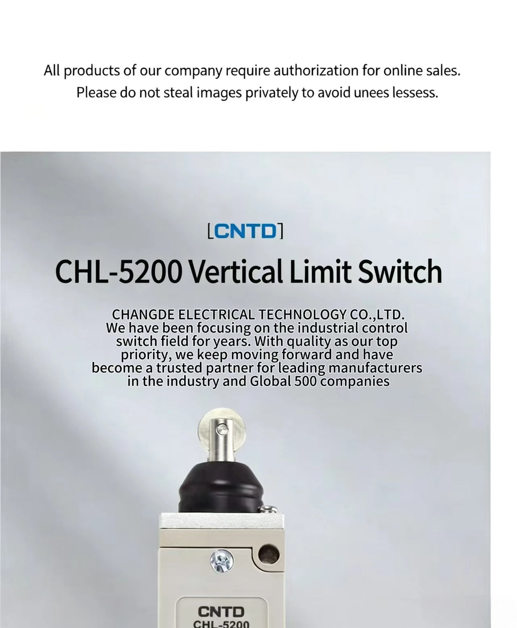 CNTD CHL-5200 Industrial Limit Switch Roller Plunger 6A 250V AC IP65 Heavy Duty Waterproof for Automation Machinery