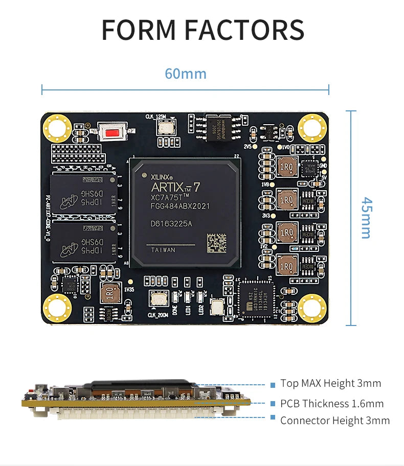 PUZHI SoM 7A035 7A075 : Xilinx SoC Artix 7 35T 75T FPGA Core Board Industrial Grade System on Module