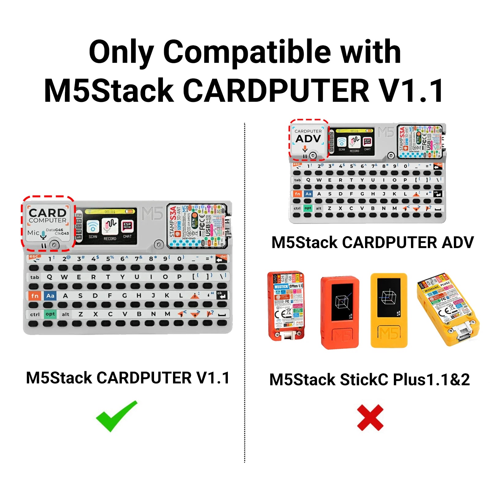 PINGEQUA M5Stack Cardputer RF 3-in-1 Board, NRF24L01+ PA/LNA & CC1101 Sub-GHz Transceiver with MicroSD Slot - Plug & Play
