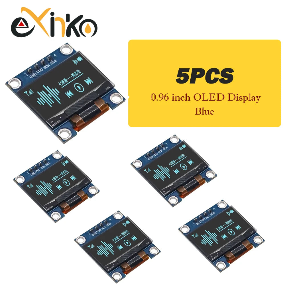 1-10pcs 0.96 Inch OLED Display Module I2C IIC SPI Serial 128X64 LCD 3.3-5V 4 Pin White/Blue/Yellow Blue  for Arduino