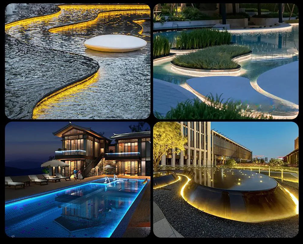 COB Led Neon Strip IP68 Waterproof 12V 24V Light Tape 320 LEDs Flexible Milk Tube Liner Lighting 10 Colors 0.5m 1m 2m 3m 4m 5m