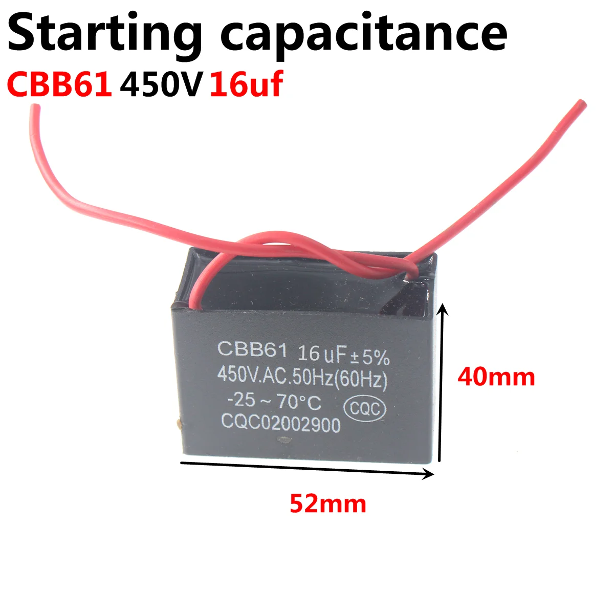 Washing Machine Starting Motor Run Capacitor CBB60 450V 5UF 10UF 15UF 20UF 25UF 3 4 5 6 8 12 14 16 18 30 35 40 45 50 60 70 80 UF