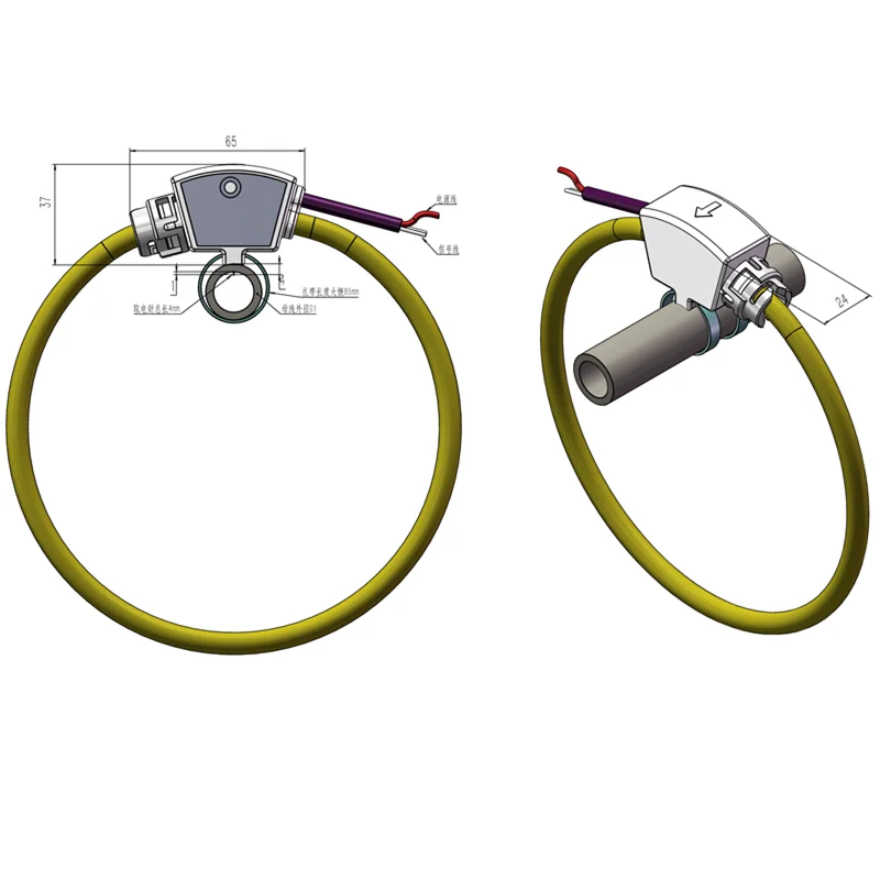 Flexible CT Current Clamp 100mV/kA Air-Cored Current Sensor Transformer Rogowski Coil With Cable Ties NRC