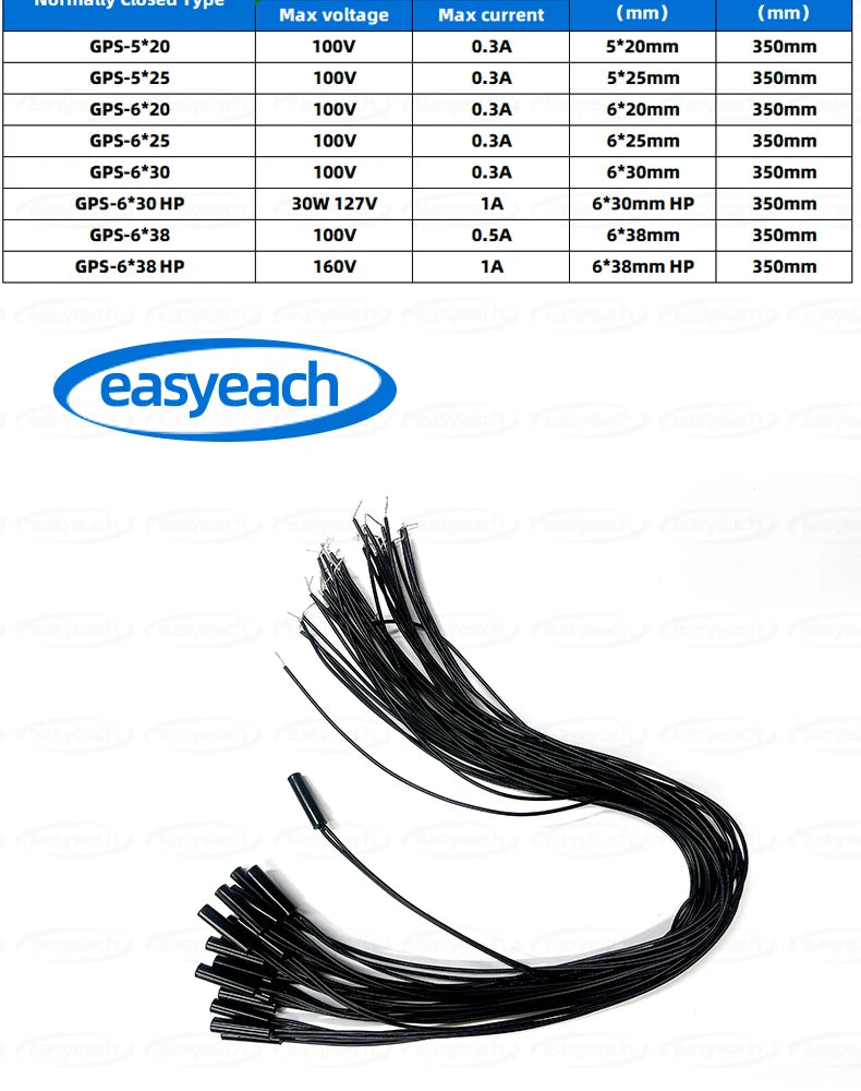 5pcs GPS-01 Reed switch 4x18mm 5x15/20/25mm 6x30/38mm NO/NC 6*38mmHP normally Open/closed Magnetron proximity Sensor GPS-01A /B