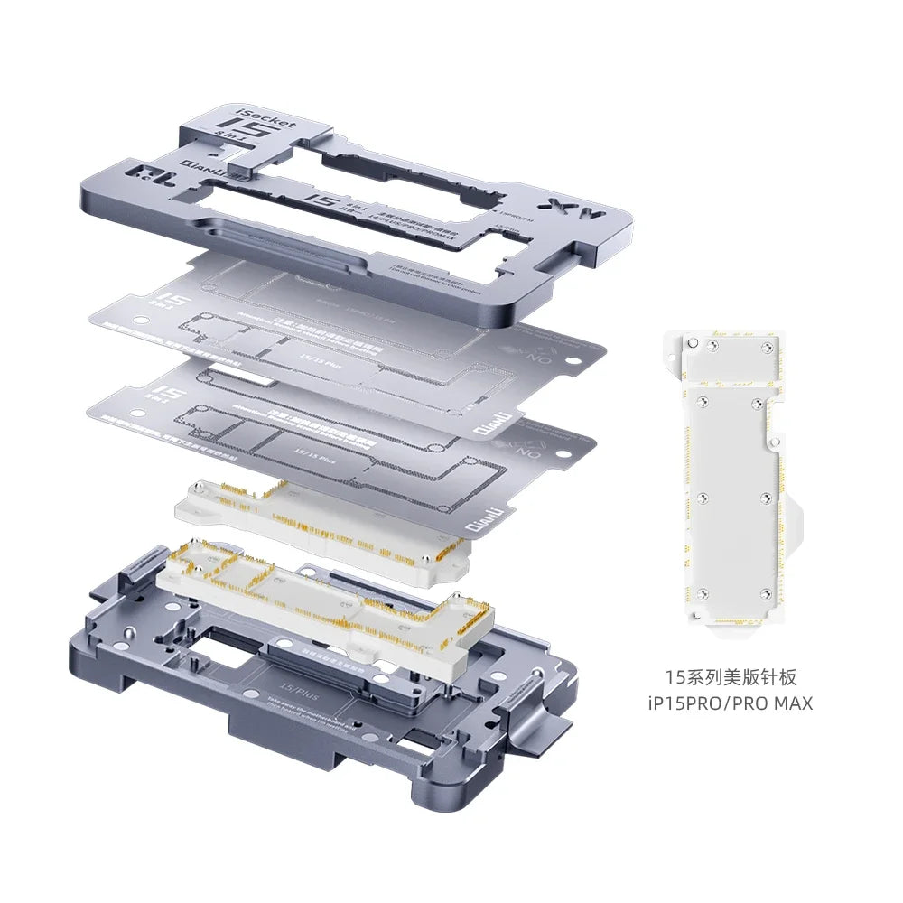 QIANLI ISocket Motherboard Middle Layer Test Stand for IPhone 16E X-16 Logic Board Function Diagnostic Double-deck Repair Tools