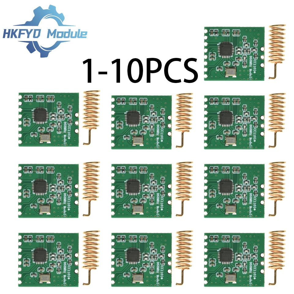 1-10PCS CC1101 868MHz Wireless RF Module – Long Range SPI Transceiver for FSK GFSK ASK OOK MSK, Low Power with Antenna