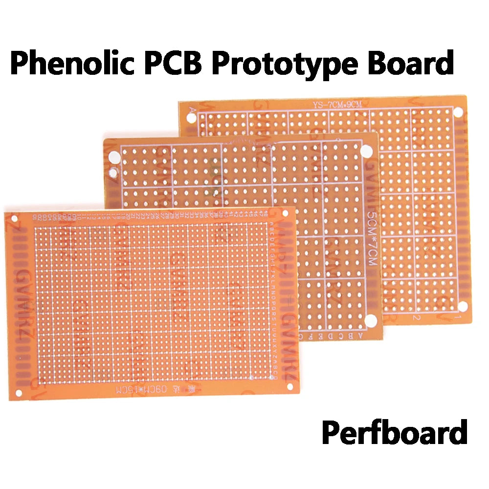 Phenolic PCB Prototype Board Universal Through Hole Perfboard for DIY Electronic Projects 9x15CM/7x9CM/5x7CM