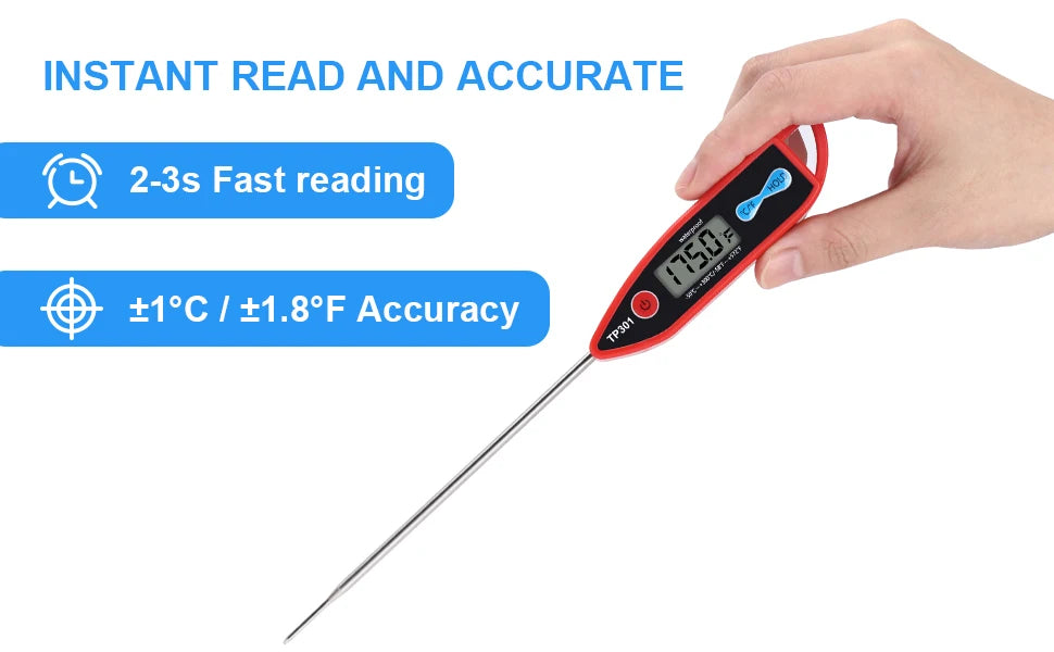 Digital Water Thermometer for Liquid, Candle, Instant Read with Waterproof for Food, Meat, Milk, Long Probe