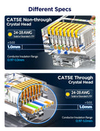 AMPCOM RJ45 Connector Pass Through CAT5E Modular Plug Network End UTP Fu Gold Plated 8P8C Crimp End For 24-28 AWG Ethernet Cable
