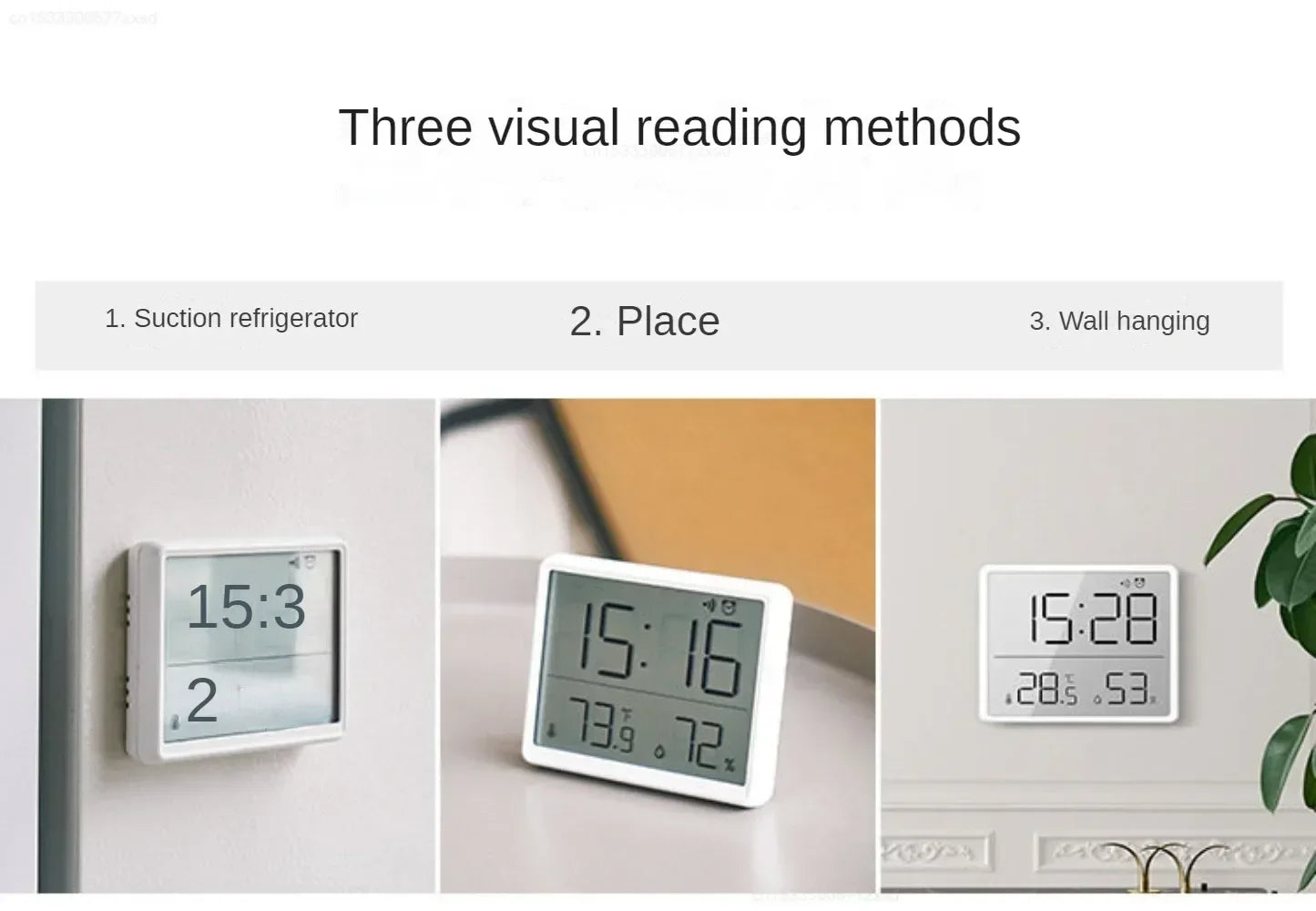 Multifunction Thermometer Hygrometer Automatic Electronic Temperature Humidity Magnetic Attraction Wall Monitor Clocks
