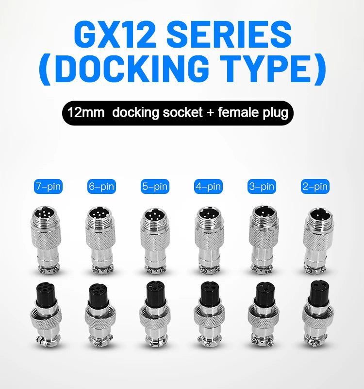 5/10Set GX12 GX16 GX20 Aviation Connector 2 3 4 5 6 7 8 9 10 12 14 15 Pin Docking Fixing Circular Metal Male Female Plug Socket
