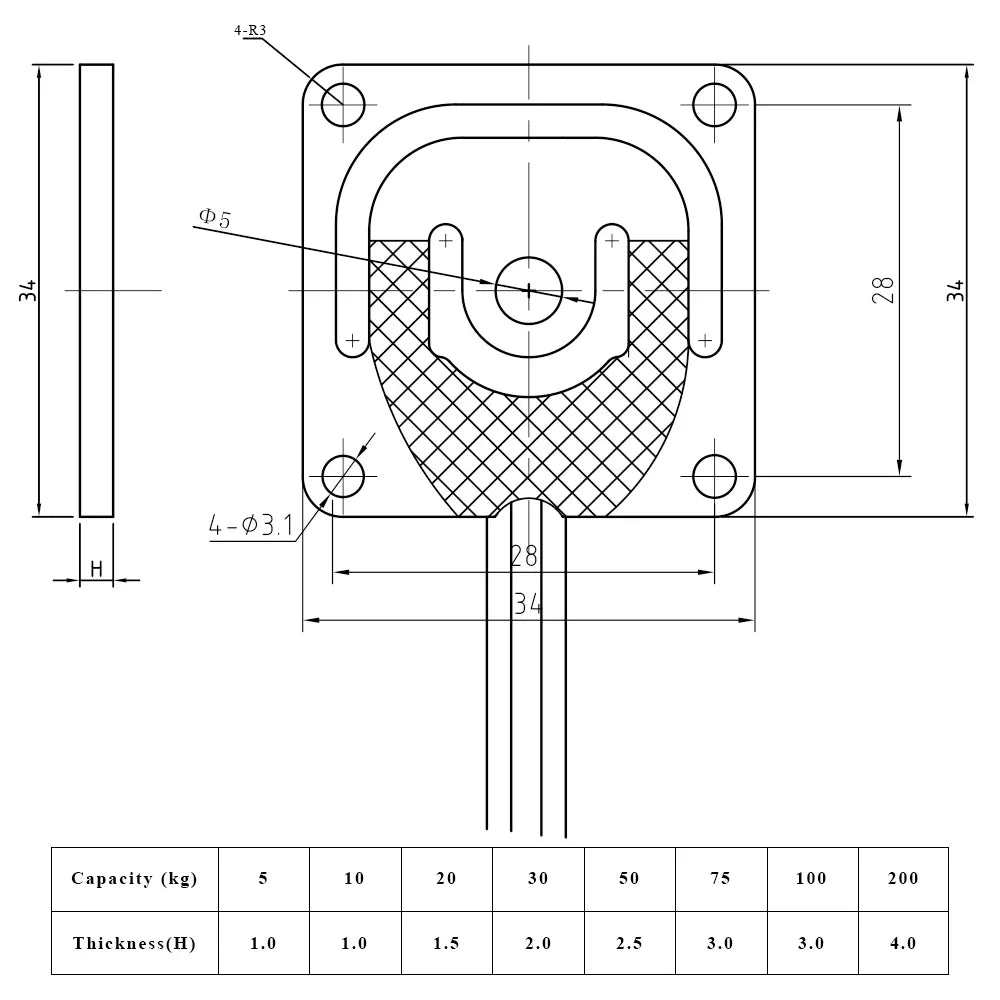 HY-928DA 4PCS/Lot Body Scale Full Bridge Load for Pet Scales, Smart Cat Litter Boxes, Smart Shelves, 3D Printer Load Cell Senor