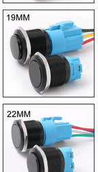 12/16/19/22MM Metal Button Switch No Lights Oxidized Black Momentary Reset Latching With Connector 12V 24V 220V