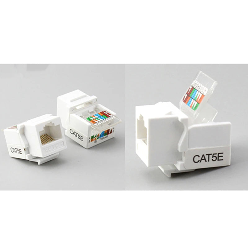 10Pcs RJ45 CAT5e Ethernet Network Keystone JackClip Module Wall Plug Connector-F(x)