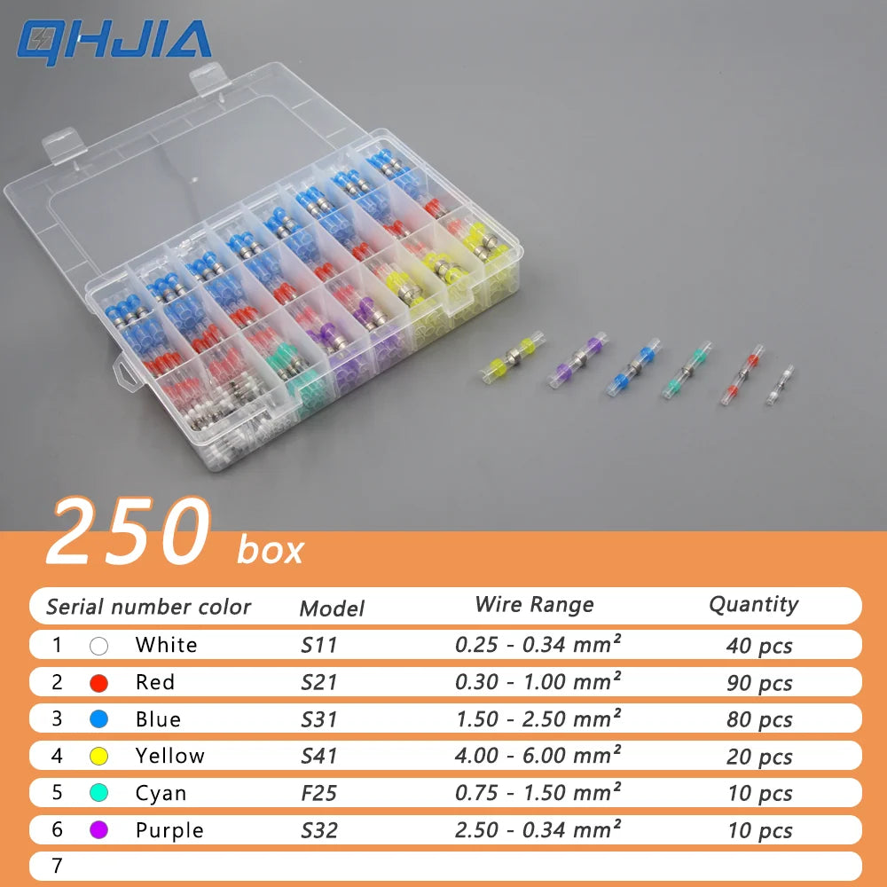 50-500Pcs Waterproof Heat Shrink Tube Solder Insulated Butt Splice Connectors Set for Electrical Wire Terminals - Electric Splic