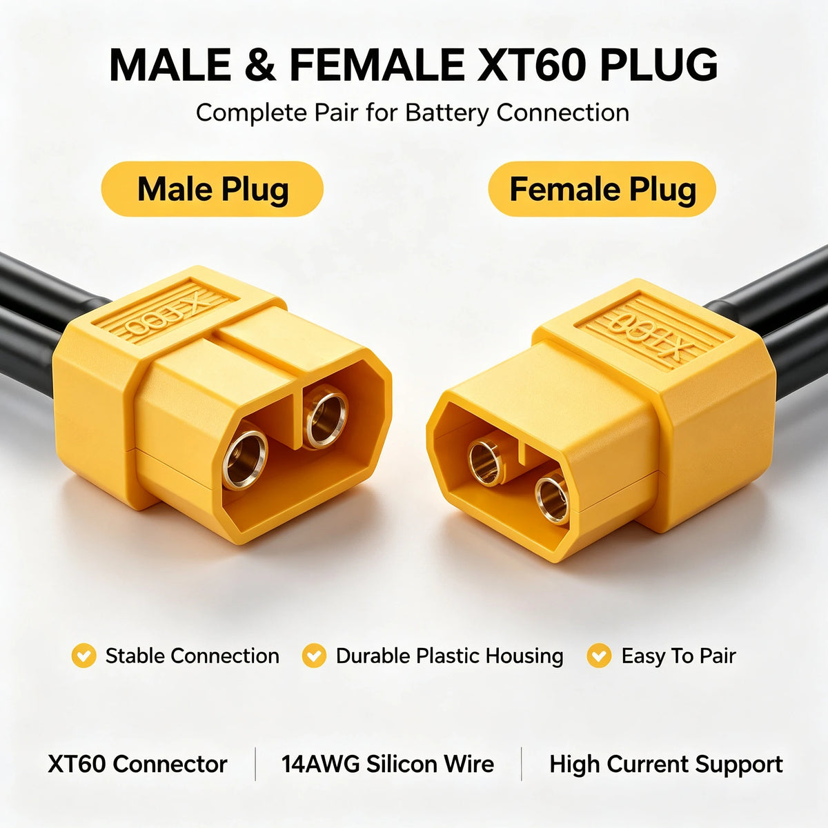 XT60 Male Female Connector Plug with 14 AWG Soft Silicon Wire 100mm Extension Cord for RC Lipo Battery FPV Drone Expand 4-6pair