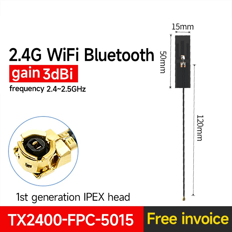10PCS 2.4G Antenna FPC CDSENET TX2400-FPC Build in Antenna Small Size Interface Light Weight Small Size