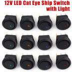 12V LED Boat Switch with Light Car Truck Rocker Switch on/Off Control SPST 3 Pin 2 Position for Marine Auto 1/3/12pcs