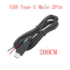 USB Type C Power Supply Cable 2/4 Pin Male Female Socket Type-C Plug Connector Adapter For Data Charging Cables Wires Repair DIY