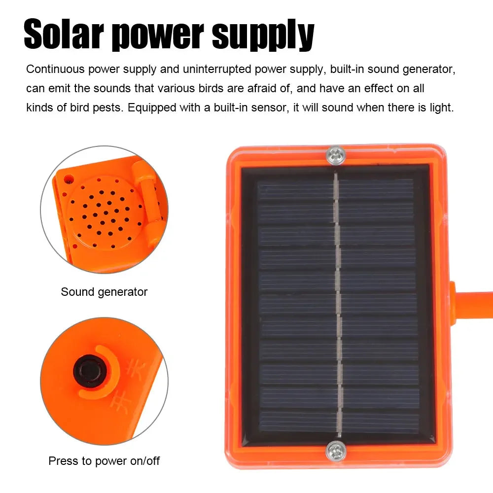 Solar Wind Powered Bird Repeller, 360° Outdoor Reflective Scare Device with Sound Deterrent for Garden Farm Yard Protection