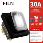 30A/250V Heavy Duty 4 Pin DPST IP67 Sealed Waterproof T85 Auto Boat Marine Toggle Rocker Switch with LED 12V 220V 30x22