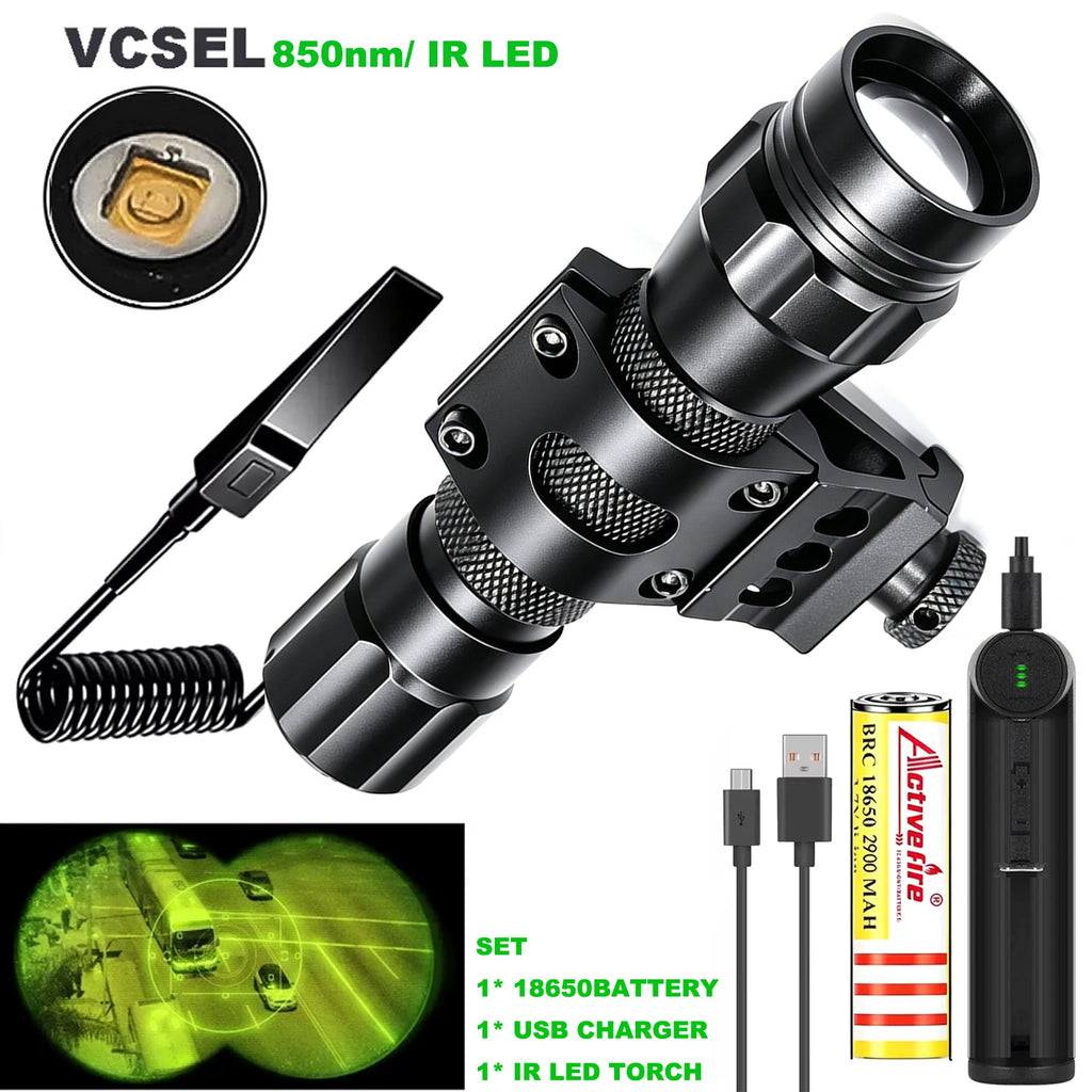 IR850nm&940nm Latest Infrared LED Zoom High Bright Night Vision Infrared Fill Light Tactical Hunting Zoom Flashlight IR Lighting