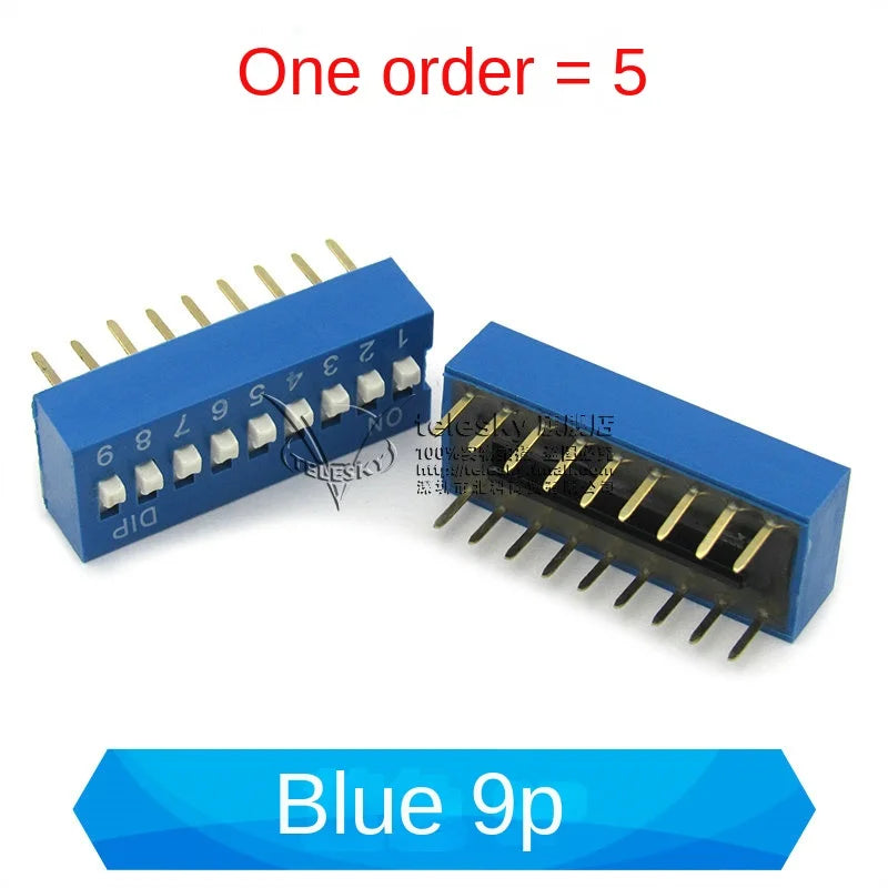 5PCS Dial Switches Toggle Side Dial Flat Dial Coding Patch 2P 4 5 6 8 9 10 Bit 2.54mm Red Blue Black