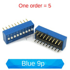 5PCS Dial Switches Toggle Side Dial Flat Dial Coding Patch 2P 4 5 6 8 9 10 Bit 2.54mm Red Blue Black