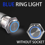 2NO2NC 16/19/22mm Waterproof Metal Push Button Switch LED Light Momentary Car Engine Power Switch 3/6/12/24/220V silver 1NO1NC