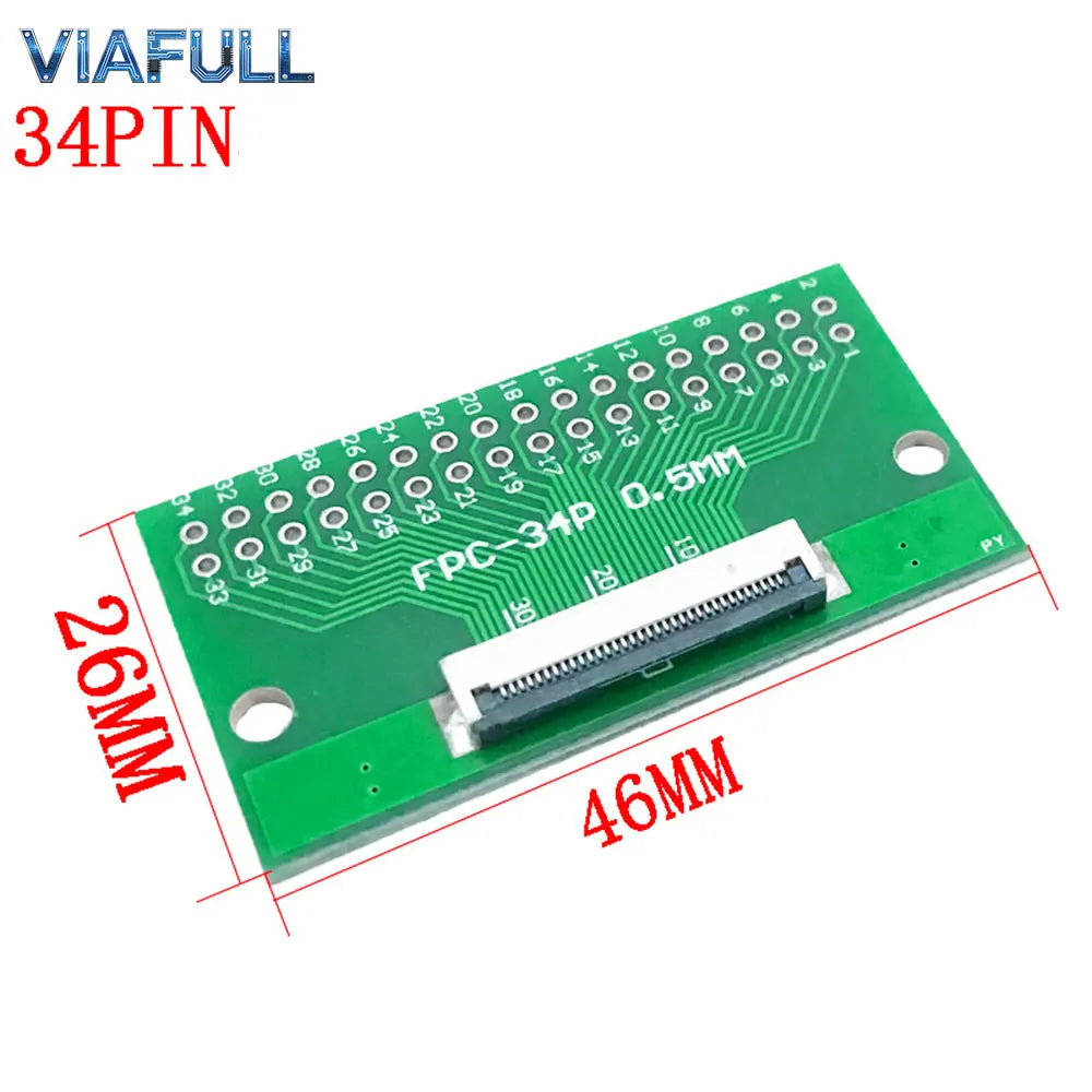 FC/FPC 6-80P to 2.54mm DIP Adapter Board 0.5mm Pitch Flexible Flat Cable Breakout PCB Soldered FR4 Double-Sided Converter Module