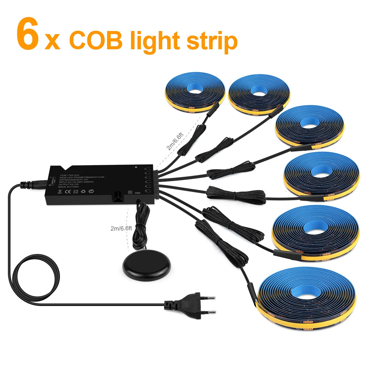 12V Acoustic Wall Panel Decor Lamp More Covert Dimmable Black PCB COB Light Strip With Touch Swtich,For TV Cabinet Backlight