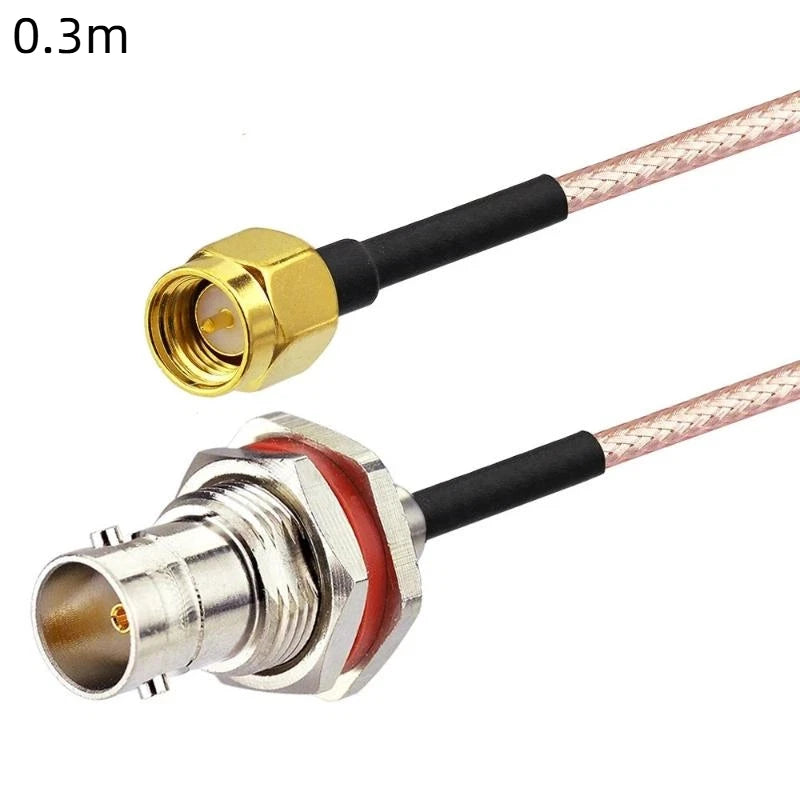 SMA to BNC Plug Adapter 1Pcs RP-SMA Male Female Plug with Nut Bulkhead Jack High Performance for CCTV Camera