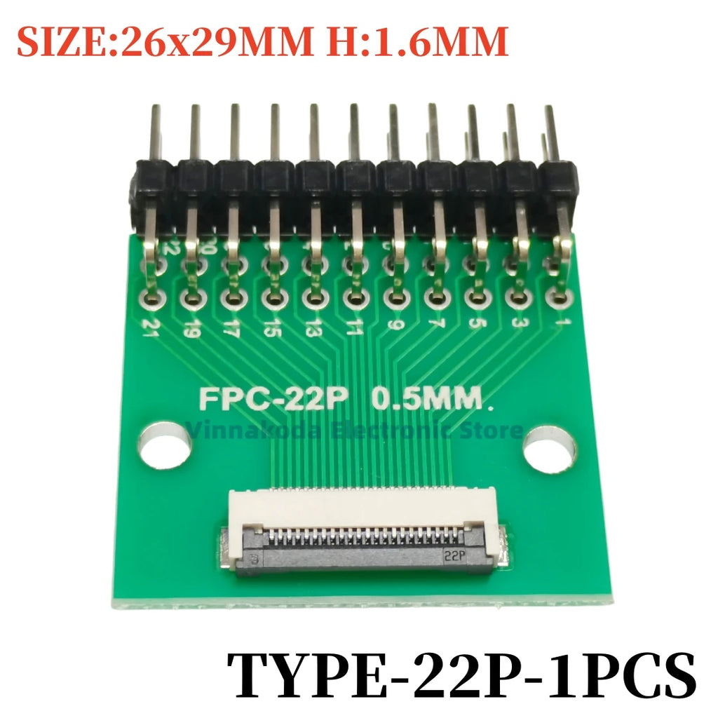 1PCS FFC/FPC Conversion Board 0.5mm Pitch Connector 2.54MM Double Row Bending Pins 4/10/12/14/15/16/18/22/24/26/30/34/40/50/60P