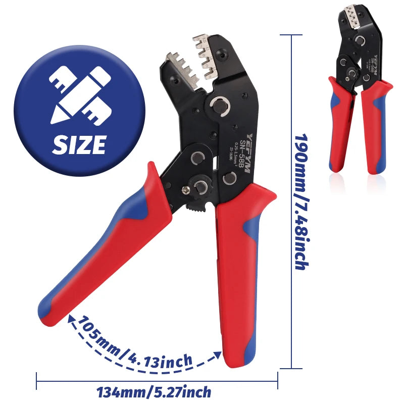 Crimping Tools SN-58B Pliers Interchangeable Jaw For XH2.54/DuPont2.54/2.8/4.8/6.3/ Non-Insulated/Ferrule Terminals Ratcheting