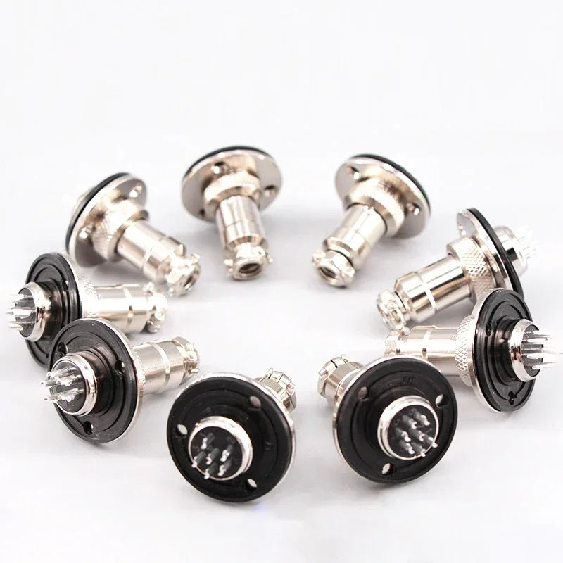 5/10sets GX12 16 20 Flange mounting 3-hole fixing aviation connector plug&socket 2/3/4/5/6/7/8/9/10/12/14pin circular connectors