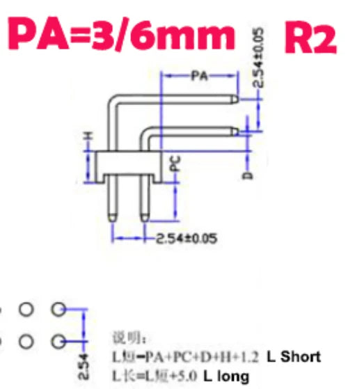 10pc 2.54mm 2x40P Right Angle RA 90D Double Row Rohs Reflow Gold Cuttabl Long PA=3/6/9/12mm PCB Jumper Male Pin Header Connector
