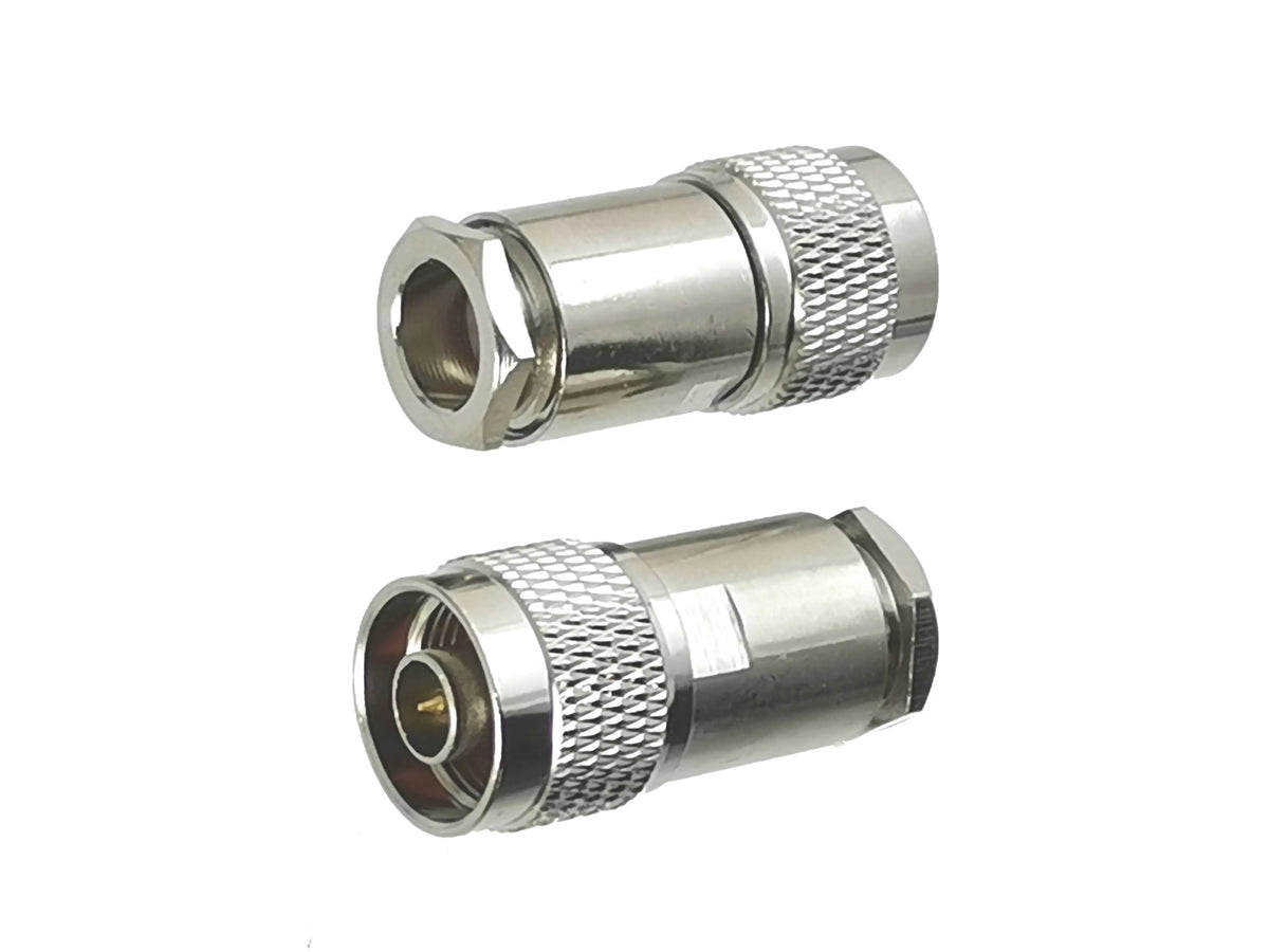 1pcs N Male Plug Connector Clamp RG58 RG142 / RG8X / RG5 RG6 / RG8 LMR400 Cable RF Coaxial Brass Right Angle & Straight Wire