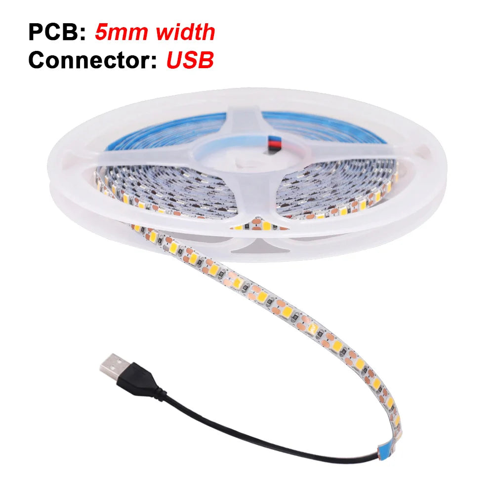 5V 3mm 5mm PCB LED Strip Light 1 LED Cut Ultra Thin 2835 120LEDs/m 8mm Flexible Tape DC IP21 Not Waterproof Warm Natural White