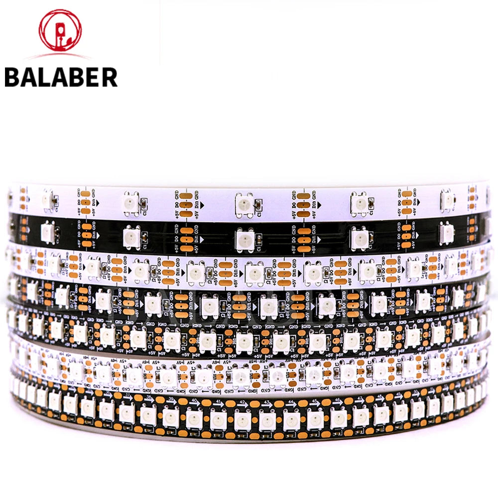 DC5V/12V WS2812B Addressable LED Strip, 5050 RGB LED Strip, WS2812 Smart LED Light Black/White PCB, Waterproof (IP30/IP65/IP67)
