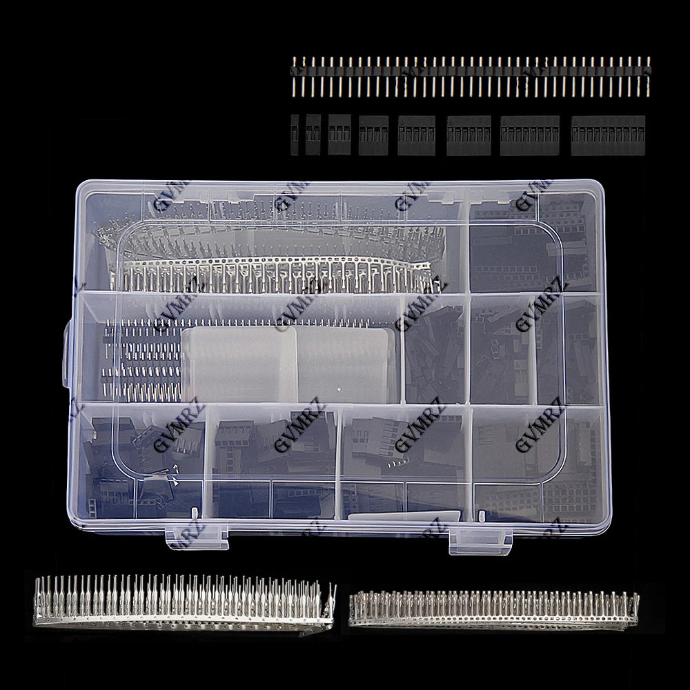1450PCS 2.54mm with Pin Header DuPont Male Female Connector Shell Kit Single Row Needles 40Pin 1P~10P DuPont Shell Kit