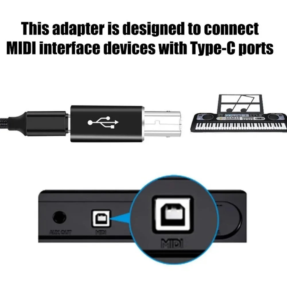 USB B Male to USB Type C Female Adapter For MIDI Controller Data Transfer Converter For HP Canon Lexmark Printer Scanner Copier