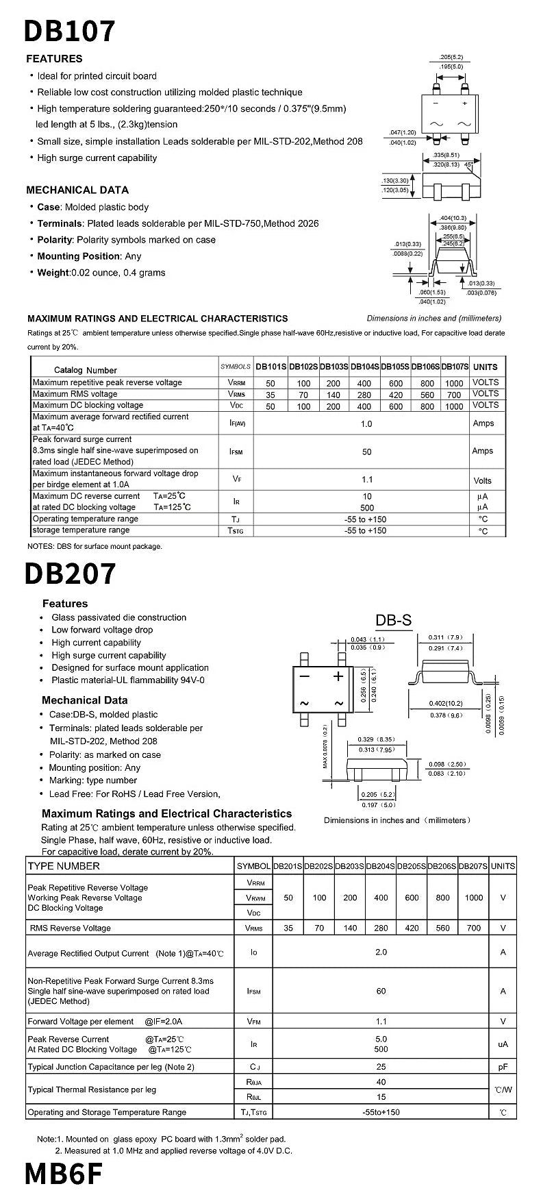 20pcs MB6F MB6S MB8F MB8S MB10F MB10S SOP-4 ABS8 ABS10 ABS210 DB105S DB106S DB107S DB157S DB207S SOP Rectifier Bridge Stack