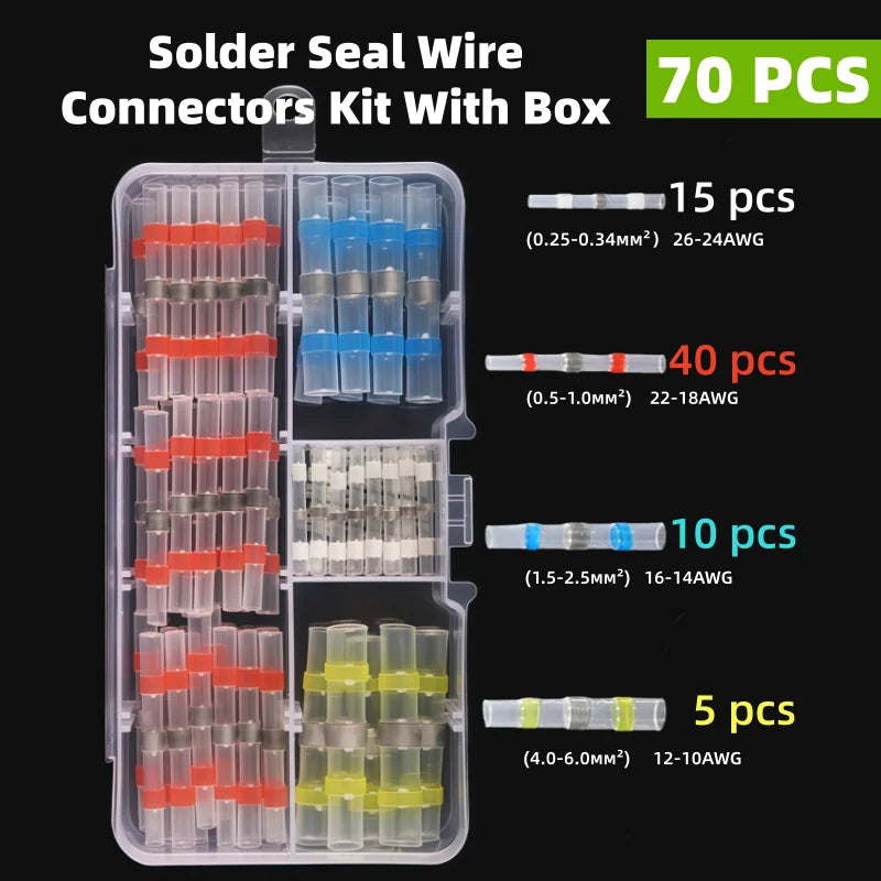 Heat Shrinkable Tube Waterproof Solder Ring Wire Connectors 10/30/50PCS Awg22-18 Butt Bushing Electrical Splice Terminal